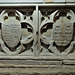 erwarton church, suffolk  (40) heraldry on an early c15 tomb chest under an unrelated effigy