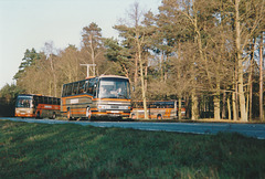 Simmonds Coaches convoy at Barton Mills - 16 Jan 1994