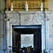 rousham park, oxon ; kent's fireplace in the c18 library, with leda and the swan carved by rusconi c.1740