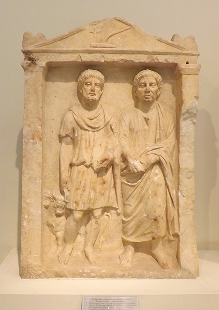 Grave Stele of Eukarpos and Philoxenos in the National Archaeological Museum of Athens, May 2014