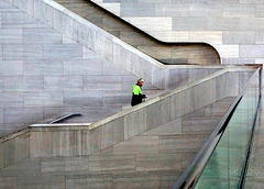 Photographer on the stairway, National Gallery