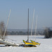 Boote auf Winterparkplatz