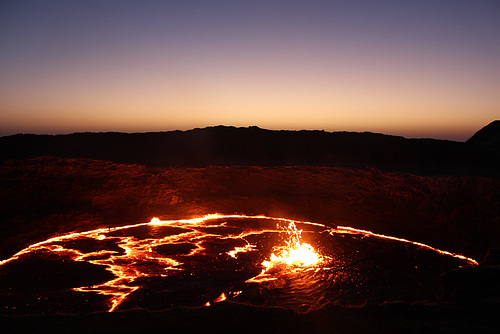 Sunrise by a Lava Lake