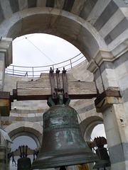 Bells on top of Pisa leaning tower.