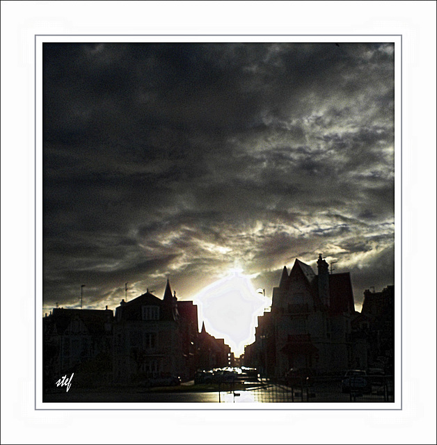 winter sunset in Deauville