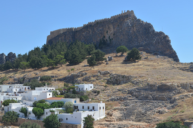 Rhodes, The Fortress of Lindos and Ruins of Medival Amphitheater