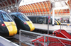 Great Western Railway & Heathrow Express trains at Paddington Station, London, 25 2 2023