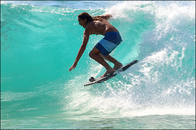belly board surfing at Sandy Beach