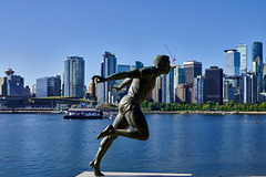 Harry Jerome Statue with Vancouver Skyline