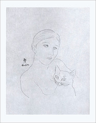"Jeune Fille Et Chat," Tsuguji Foujita, c1920