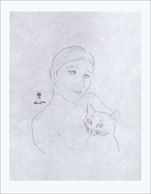 "Jeune Fille Et Chat," Tsuguji Foujita, c1920