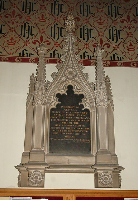 Memorial to Frances Hodson Fenwick, St John's Church, Sharow, North Yorkshire