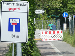 zwischenzeitlicher Zustand: Baustelle Rammrathbrücke über den Teltowkanal (Warthestraße in Teltow), Blick vom Kreisverkehr