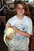 Isabell and one of her chickens
