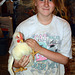Isabell and one of her chickens