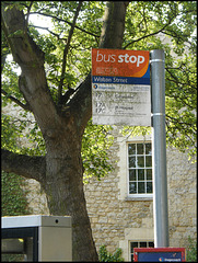OUP bus stop sign