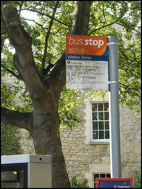 OUP bus stop sign