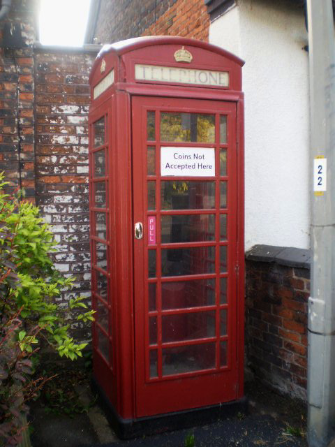 Telephone booth.