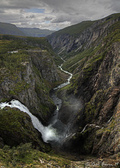 Måbødalen valley with Vøringsfossen waterfall.