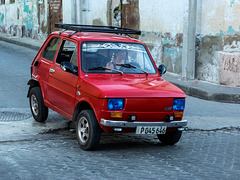 "Sport car" Fiat 126p in the street of santa clara, cuba