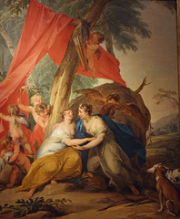 Jupiter, vermomd als Diana, verleidt de nimf Calisto