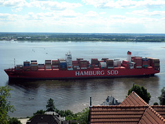 CAP SAN AUGUSTIN beim Erstanlauf Hamburgs vom Süllberg aufgn.