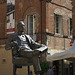 Lucca street scene with Puccini statue