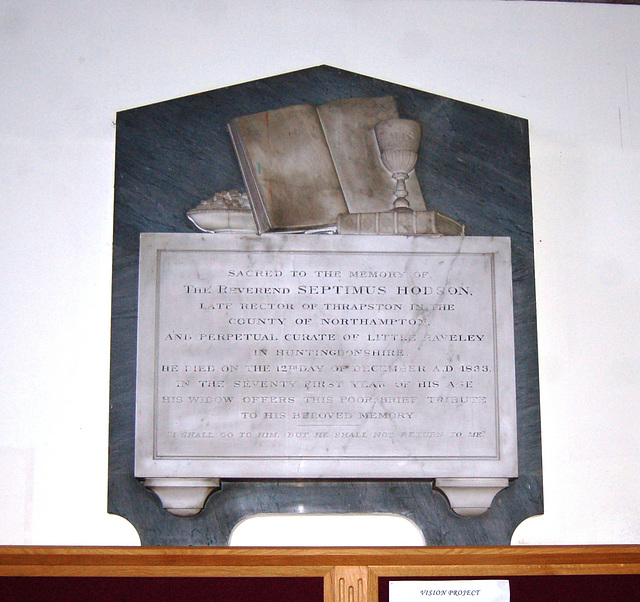Monument to Septimus Hodson (1833), Sharow Church, North Yorkshire