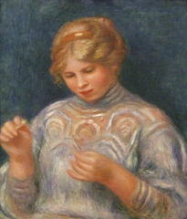 Detail of Girl Tatting by Renoir in the Philadelphia Museum of Art, August 2009