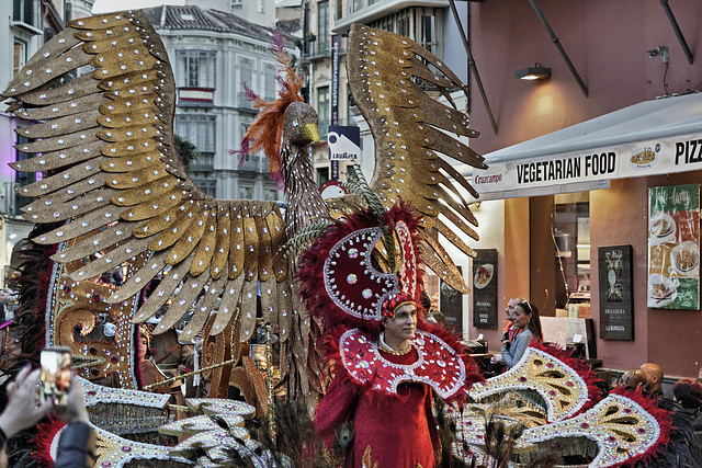 Parade of the Carnival God and Goddesss, Take #1 – Viewed on Calle José Denis Belgrano, Málaga, Andalucía, Spain