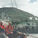 SBA-Norðurleið Mercedes-Benz coach seen from a boat in the harbour at Husavík (Iceland) - 26 July 2002 (494-11)