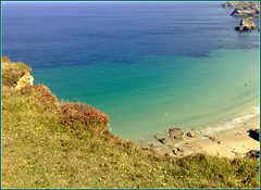 A Cornish beach on a sunny day.