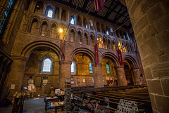 The church interior with arched walkways