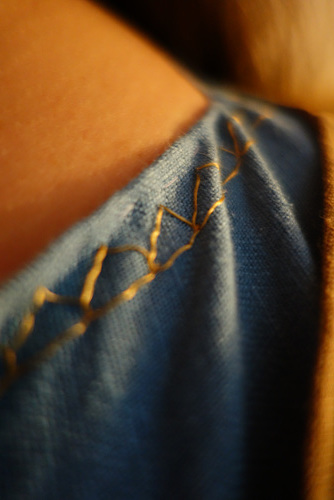 Embroidery on the neckline