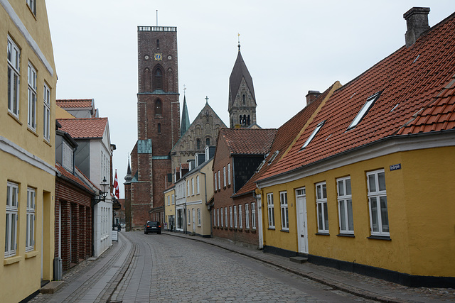 Denmark, Ribe, Along Grydergade to the Cathedral