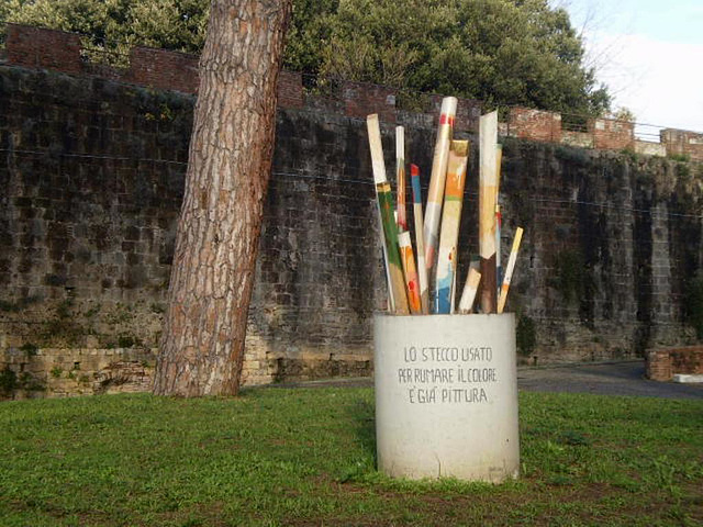 Pencil holder sculpture.