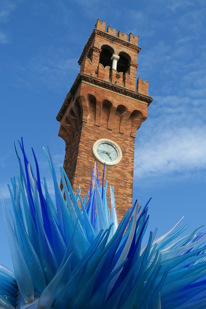 Clock Tower & Glass Sculpture