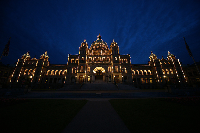 Legislative Assembly Of British Columbia At Night