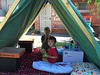 Two boys in a tent