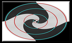 fractal into horizontal lines polar coords oval B&W twirled