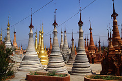 Inn Dein, forest of stupas, Inle Lake, Myanmar