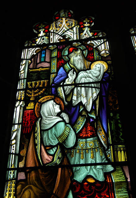 Detail of Owen Memorial Stained Glass, Osmotherley Church, North Yorkshire