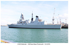 HMS Defender HM Naval Base Portsmouth 12 2 2018