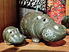 Hippo-Mama & -Baby, Keramik, glasiert, 2015