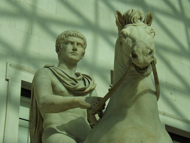 Detail of a Marble Statue of a Youth on Horseback in the British Museum, April 2013