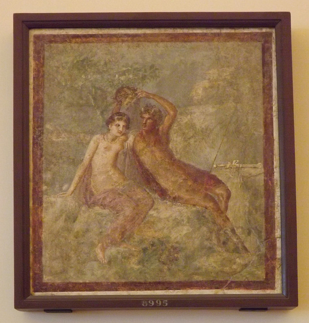 Wall Painting with Perseus and Andromeda from the Insula Occidentalis in Pompeii in the Naples Archaeological Museum, June 2013