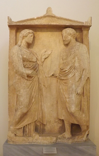 Grave Relief of Mneistrate from Salamis in the National Archaeological Museum in Athens, May 2014