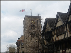 English flag at half mast
