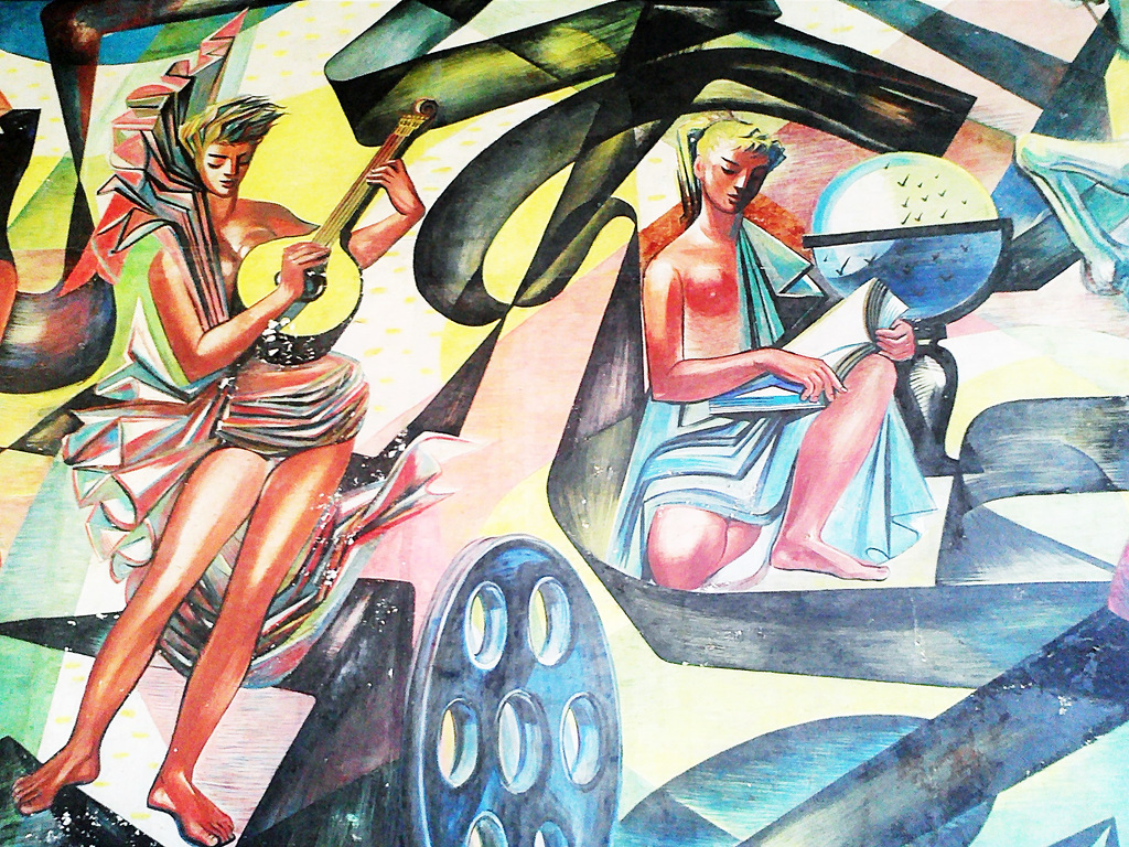 Mural in the foyer of the Cinema City Alvalade