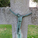 aldeburgh church, suffolk (58)crucifixion on tombstone of margaret holmes +1966
